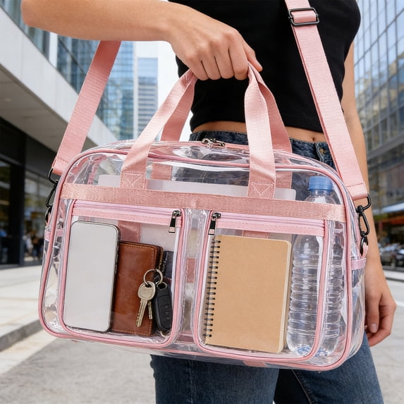 Transparent Backpack, Clear PVC School Bag for Security Checks, See-Through Student Backpack for Concerts, Stadium Events and Daily Commutes
