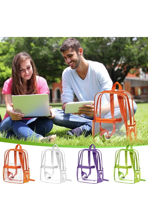 Transparent Backpack - Clear Stadium Approved Bag, Multi-Pocket Design for Concerts & Festivals, Durable Vinyl Plastic Construction, JASKFLY