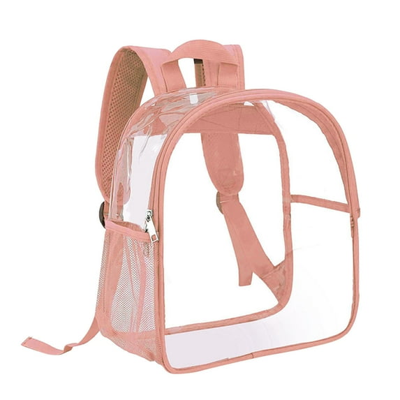 Transparent Backpack, Clear Student School Bag, Waterproof Pvc Storage, for Outdoor Events, Concerts, and Travel, Pink Color, by FAJHHA