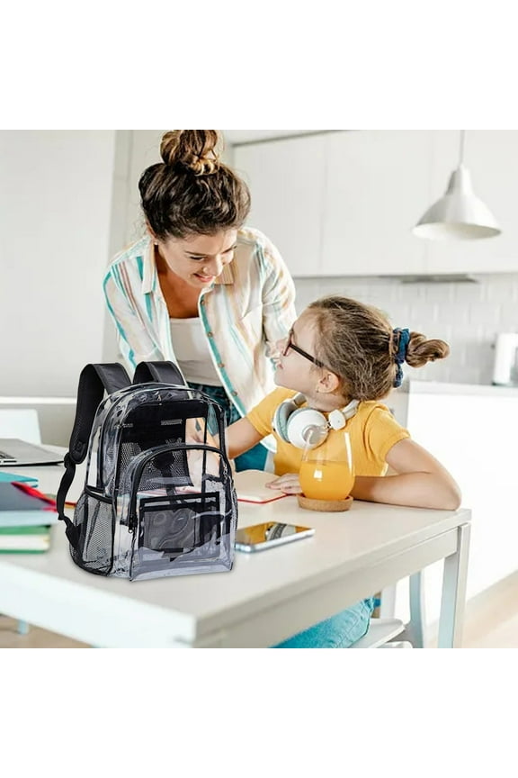 Transparent Backpack for Men and Women | Thick PVC Clear Bag | Large Capacity Stadium Approved | Adjustable Shoulder Strap | Easy Clean | 40x20x32cm | 1 Pack
