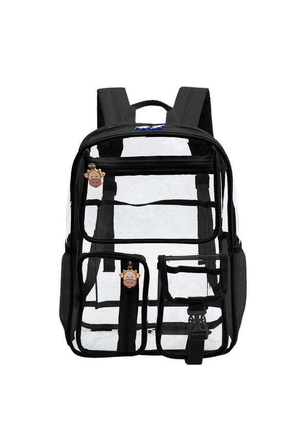 Transparent Backpack, Stadium Approved Clear PVC Backpack with Large Capacity, See Through Backpack for School, College, Work, Travel, Concert & Sporting Events