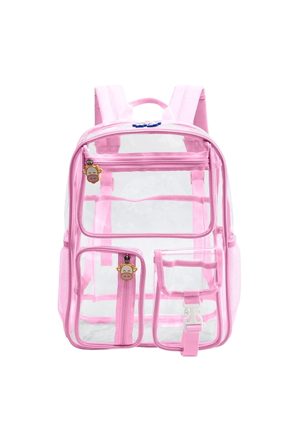 Transparent Backpack, Stadium Approved Clear PVC Backpack with Large Capacity, See Through Backpack for School, College, Work, Travel, Concert & Sporting Events