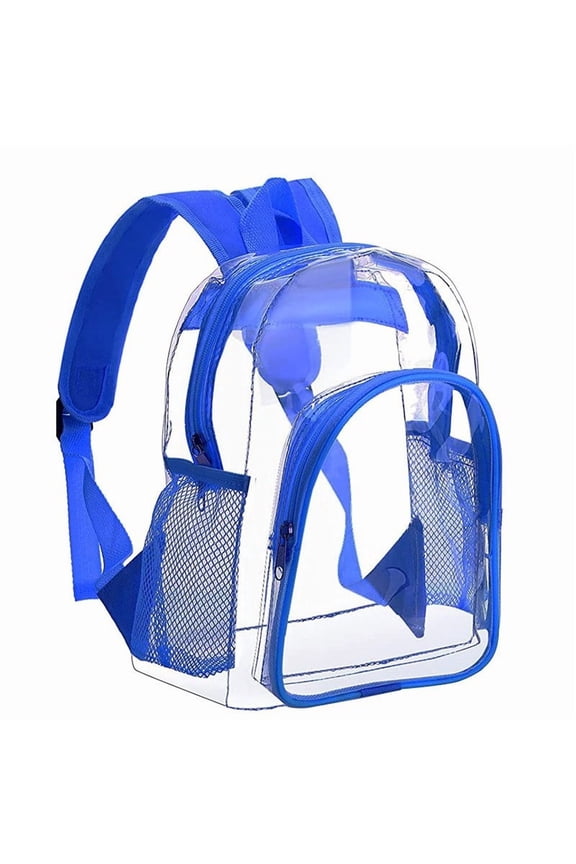 Transparent Backpack for Stadium Approved Events, Clear Bag with Multiple Pockets, Lightweight Travel Daypack for Concerts, Beach, Sports Games, Blue, Lazyguy