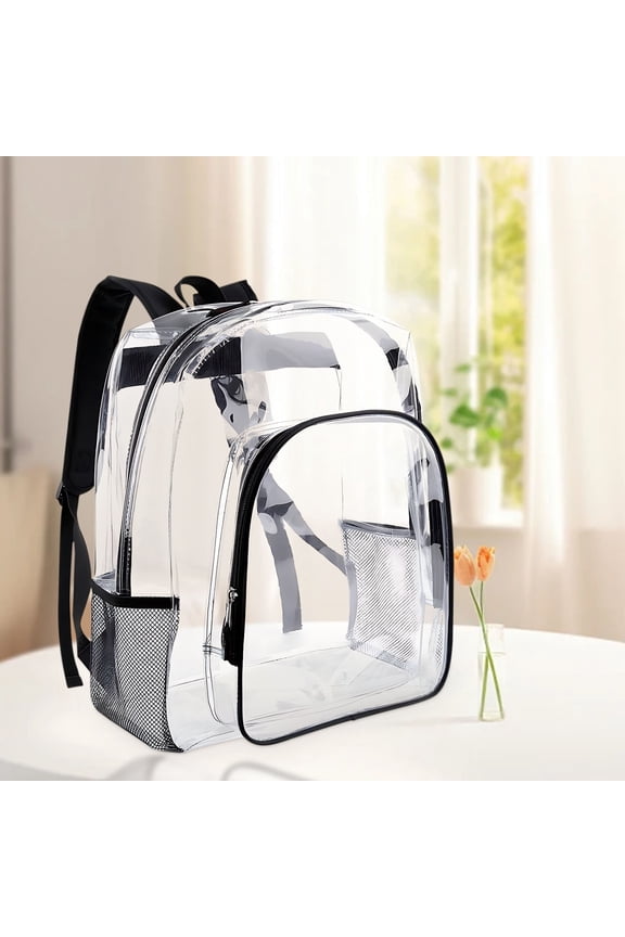 Transparent Backpack, Waterproof PVC Clear Backpack for School with Large Capacity, Stadium Approved Backpack for Travel and Work