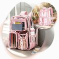 thumbnail image 1 of Transparent Backpack for Women Men, Clear PVC Bookbag Stadium Approved Heavy Duty School Bag with Reinforced Shoulder Straps - Spacious Travel Daypack for Students Teens Adults, Concert, Work, Pink, 1 of 7