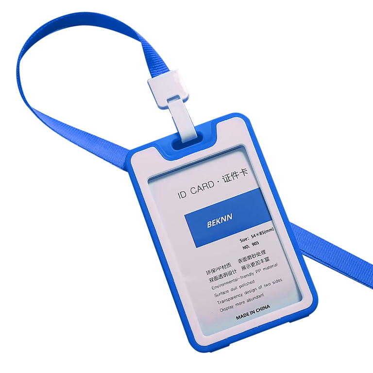 Transparent Badge Card Holder with Lanyard ID Cards Holder, Vertical Plastic Sleeve