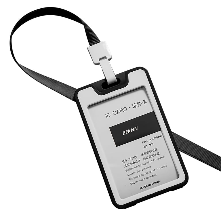 lanyard card sleeve Leather Lanyard ID Card Holder, Navy | Card Holders main image 1
