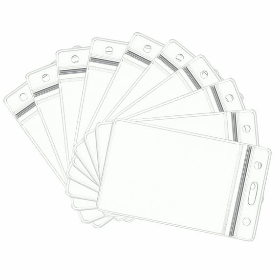 Transparent Badge Holder Clear Card Sleeve Plastic ID Holder Reusable Soft ID Badge Sleeve with Resealable Zip Multi-Pack Clear Card Holder for Workers Daily Use- Inside 3x4.33 Inch (10Pcs)