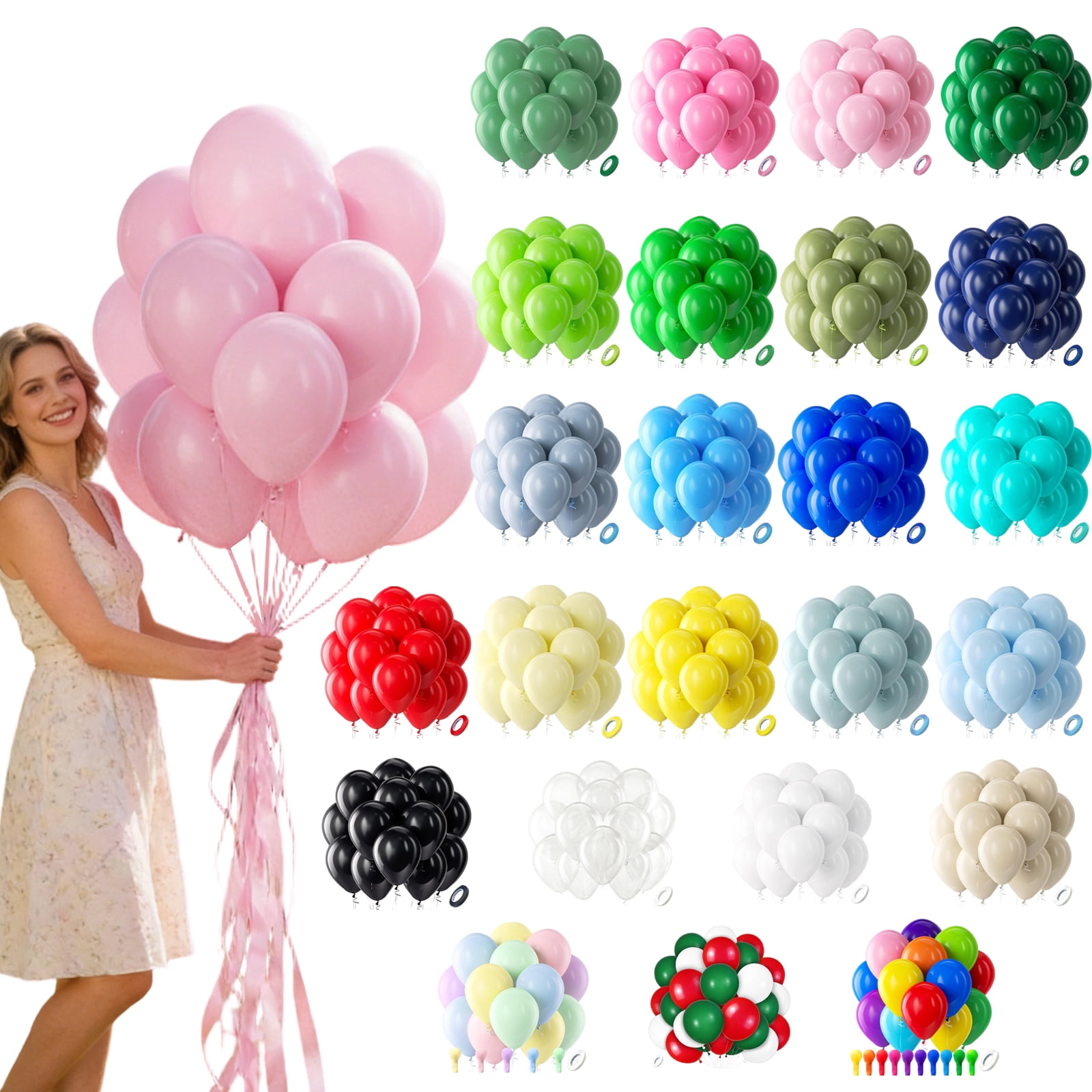 Transparent Balloons and Balloon Tape with Durable Latex, 50-Pack ...