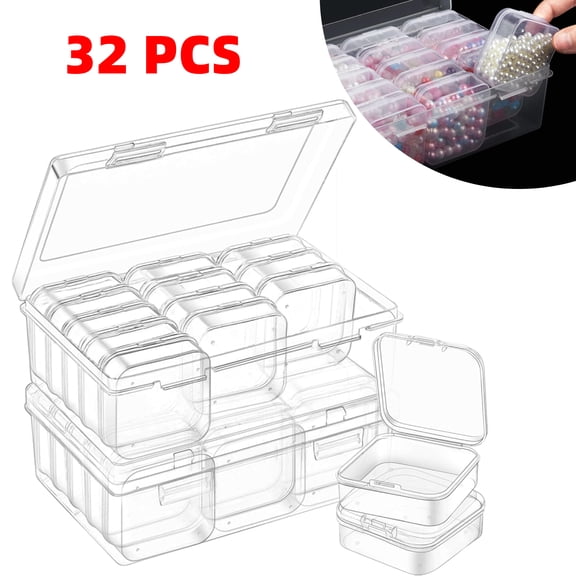 Transparent Bead Organizer Box Set: 30 Mini Containers + 2 Large Storage Case for Jewelry, Diamond Art, Stickers