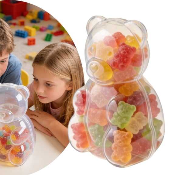 Transparent Bear Shaped Candy Boxes - 15.7 x 8.7 Inch Shatterproof Plastic Containers, Small Item & Candy Storage, Ideal Valentine's Day Gifts for Kids Lovers