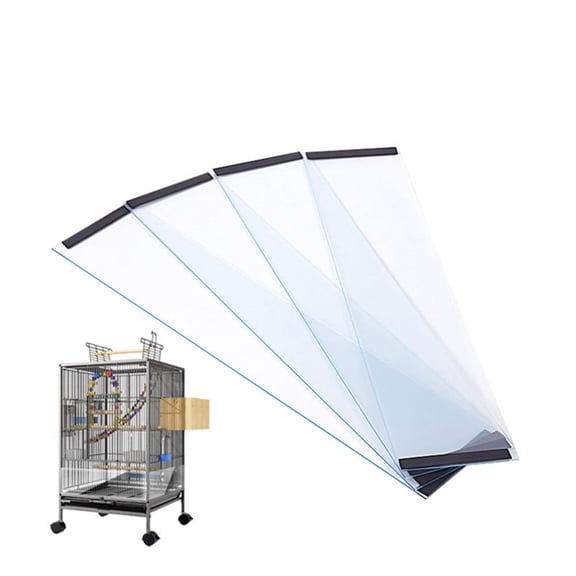 Transparent Bird Cage Baffle and Catcher Guard for Parrot Cages - Protective Cage Accessories for Indoor Use 4PCS