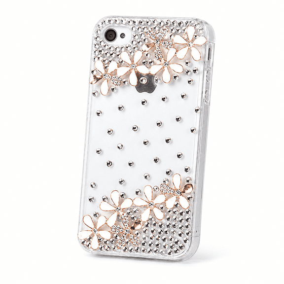 Transparent Bling Flower Rhinestone Case for iPhone 4/4S
