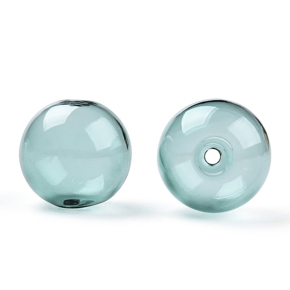 Transparent Blow Glass Globe Beads Round for DIY Wish Bottle Pendant Glass Beads Dark Cyan 18x17mm Hole: 2mm
