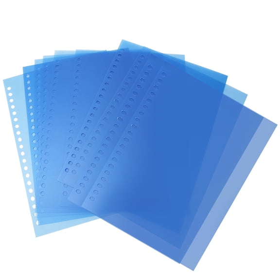Transparent Blue 20 Holes A5 Presentation Binding Film Cover, Heavy Duty Plastic Report Sheet Covers for Loose Leaf Document Protector Refill (10 Count / Pack, 8.6" x 5.9")