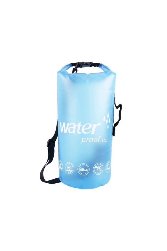 10L Transparent Blue PVC Waterproof Dry Bag, Floating Roll-Top Dry Sack with Adjustable Shoulder Strap for Boating, Kayaking, Swimming & Camping