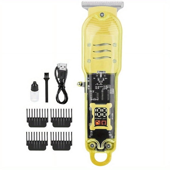 Transparent Body Electric Hair Clipper Professional Trimmer USB Rechargeable Hair Cutting Machine For Men Holiday Gift For Him