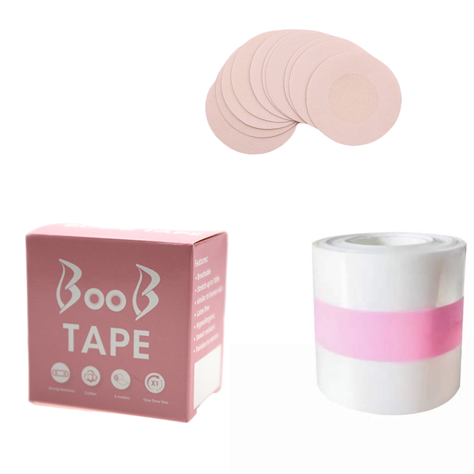 Transparent Breast Lift Boob Tape and 10Pcs Disposable Nipple Cover Set