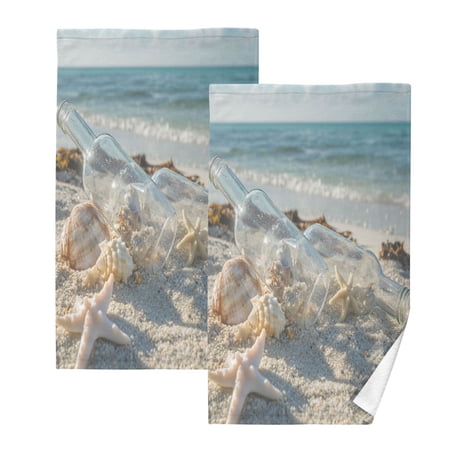 Transparent Broken Drift BottleTwo-piece Cotton Towel Set, Absorbent, Soft And Comfortable 16 x 28 in Rectangle, Printed on One Side, Versatile