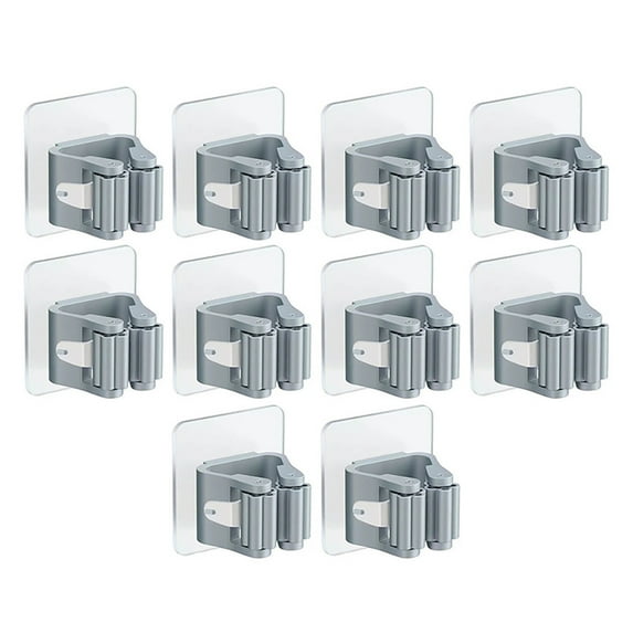 Transparent Broom Holder Wall Mount Mop Organizer (10-Pack)