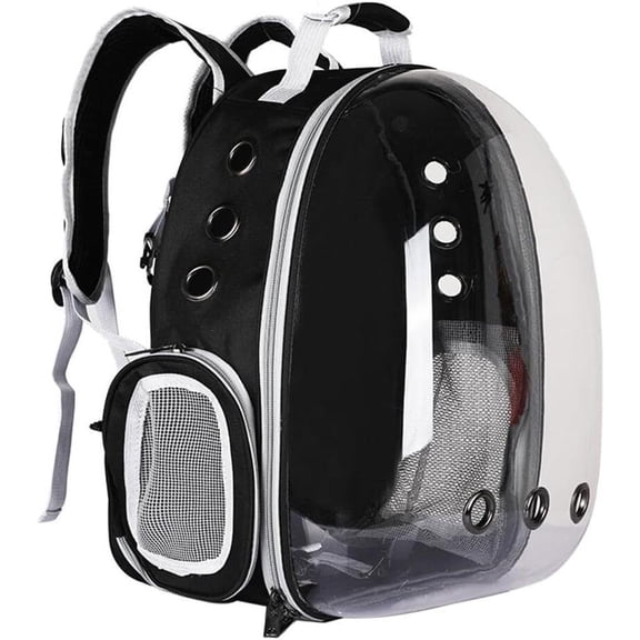 Transparent Bubble Pet Carrier Backpack, Airline-Approved for Cats and Puppies, Designed for Travel, Hiking, and Outdoor Adventures Black