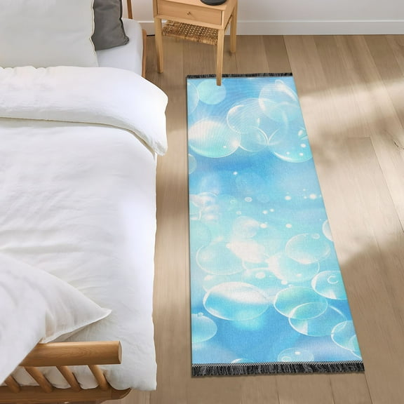 Transparent Bubbles Bedside Runner Rug 2'x 6' Non Slip Carpet Floor Mat Area Rug