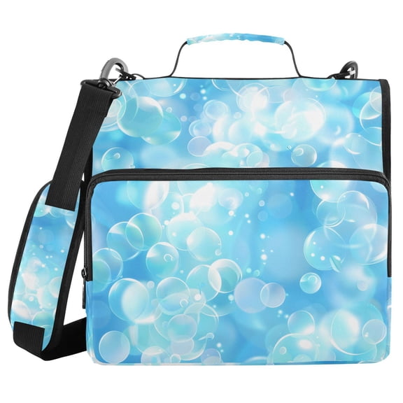 Transparent Bubbles Binder Bag with Shoulder Strap 3 Ring Zipper Binder File Folder Document Storage