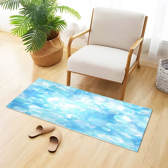 Transparent Bubbles Plush Carpet Non Slip Runner Rug Absorbent Bath Mat 39" x 20"