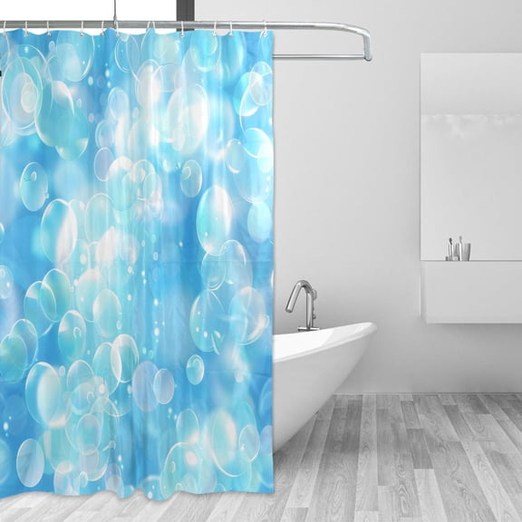 Transparent Bubbles Shower Curtains with 12 Hooks Waterproof Bathroom Decor 66" x 72"