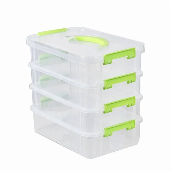 Transparent Building Blocks Storage Box, Plastic Grid Organizer Case with Drawer, Stackable Moisture Resistant Storage Container for Toys
