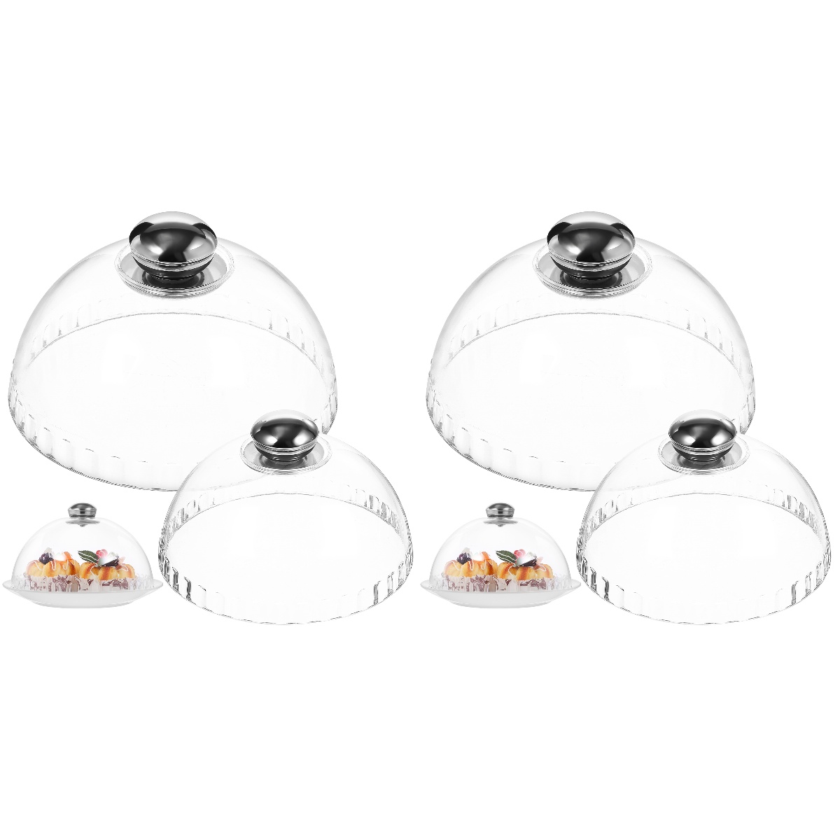 Transparent Cake Dome Plate Covers for Dinner Plates 4 Pcs Snack Tray