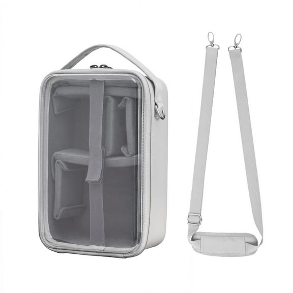 Transparent Camera Shoulder Bag with Adjustable Dividers Splash-Resistant Storage Case for Mirrorless Cameras, Insta360, Pocket 3, GoPro Silver Grey, Crossbody & Hand-Carry Design