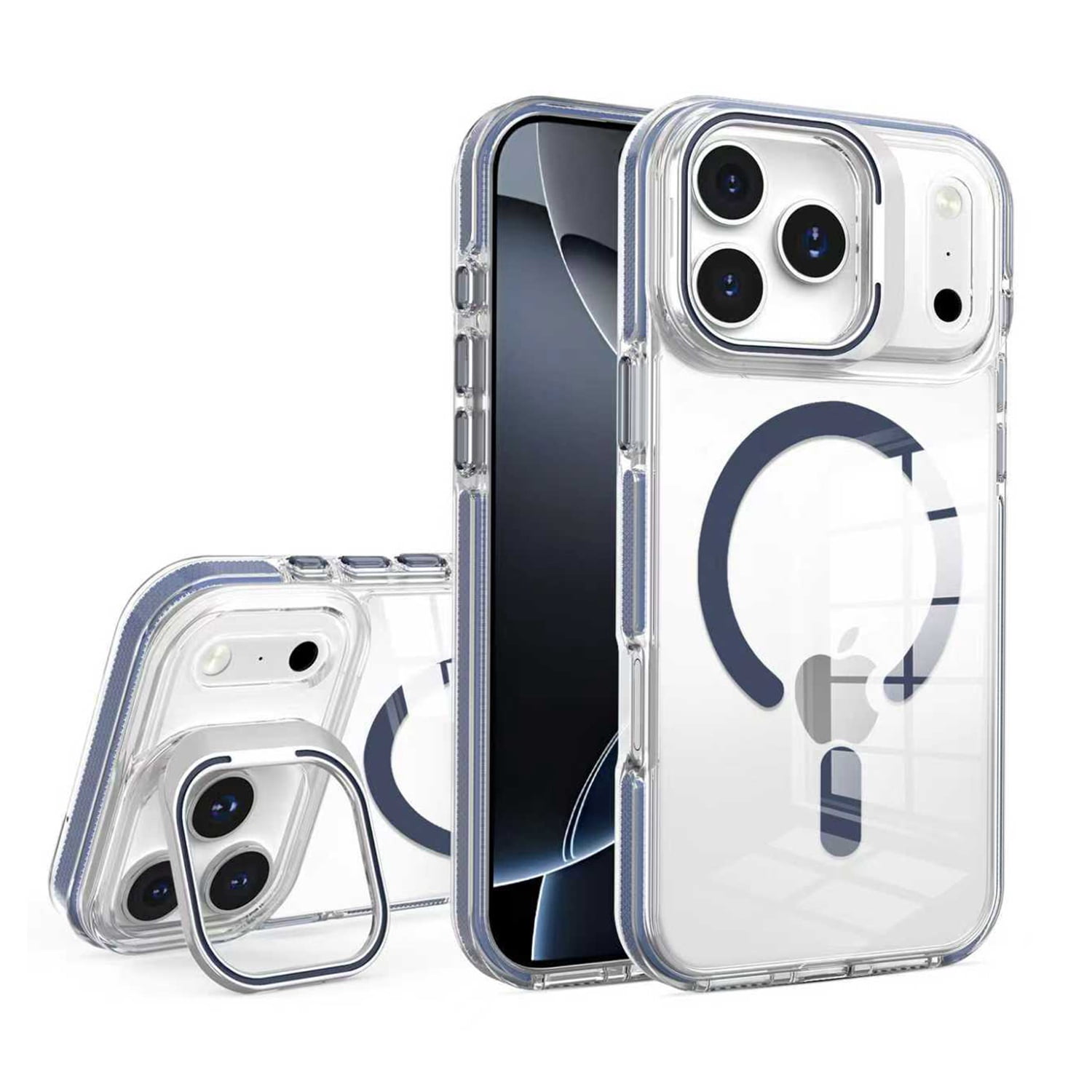 Transparent Camera Stand Case with MagSafe for iPhone 17 Pro - Dark Blue