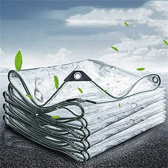 Transparent Canvas Tarp | 0.53 in Thick Extensible Tear-Proof PVC | Metal Brass Eyelets Every 3.2 ft | Outdoor Roof Camping Rain Shelter | Weather-Resistant Cover | 100x200cm | 1 Piece