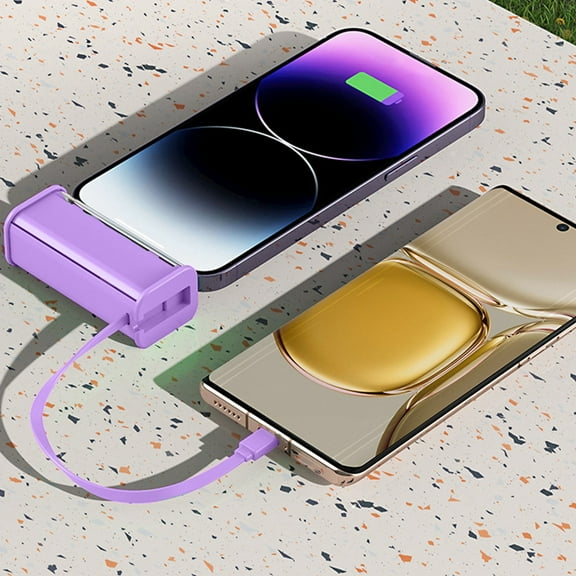 Transparent Capsule Power Bank 22W PD Fast Charging – 5000mAh Portable Charger with Built-in Cables for iPhone, Android, AirPods | Lipstick-Sized Travel Battery