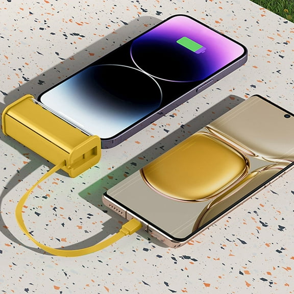 Transparent Capsule Power Bank 22W PD Fast Charging – 5000mAh Portable Charger with Built-in Cables for iPhone, Android, AirPods | Lipstick-Sized Travel Battery