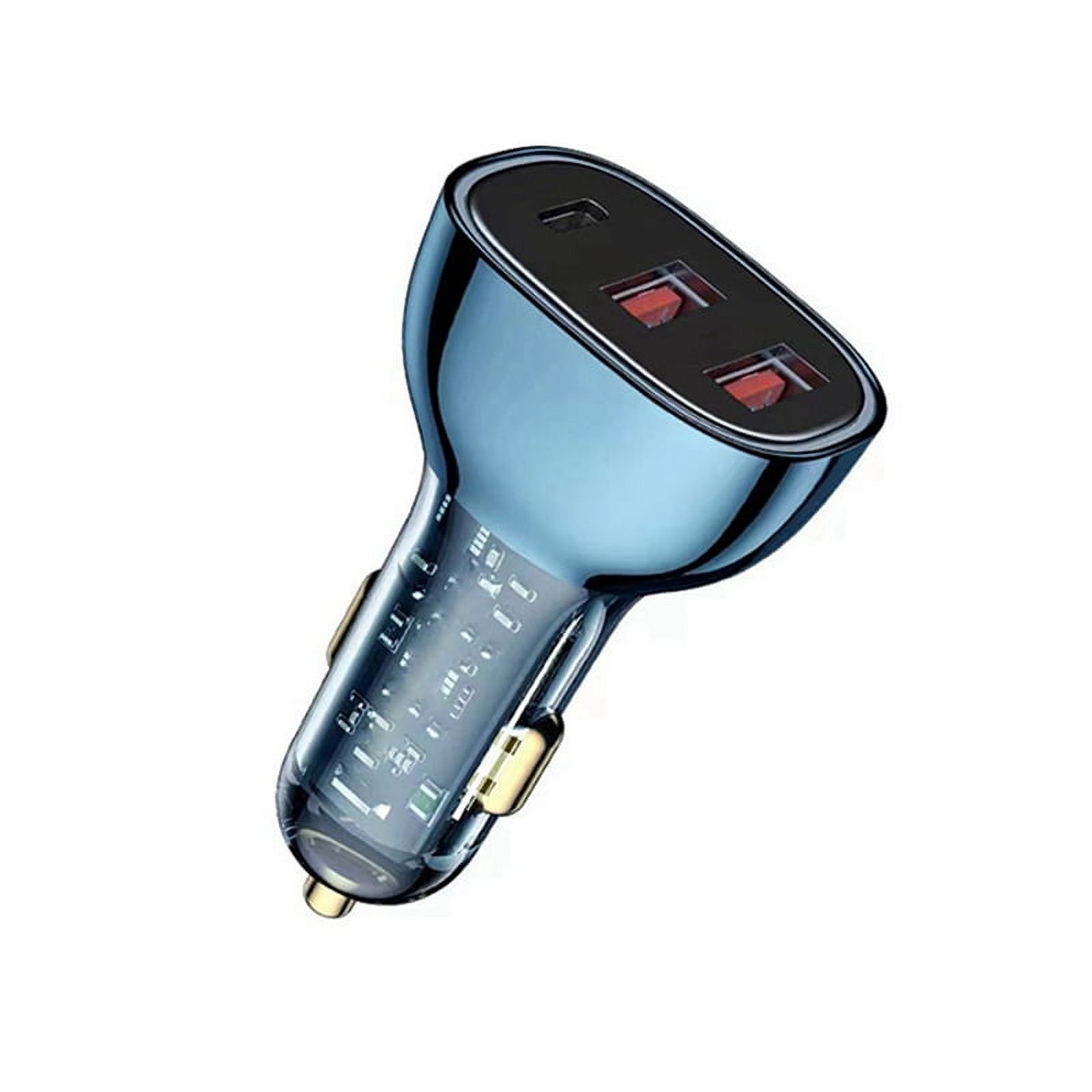 Transparent Car Charger Lighter 3 USB Adapter Mobile Phone Charger Qc 3