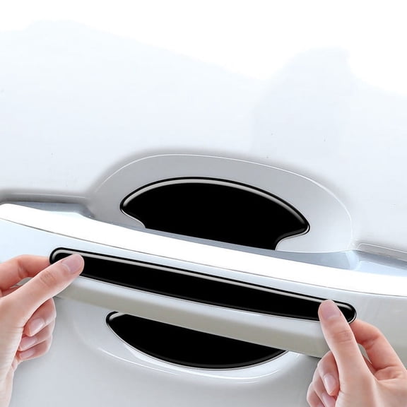 Transparent Car Door Scratch Protection Stickers | Collision Strip & Handle Bowl Guard | Self-Adhesive PPF Film | 8 Pack, Black