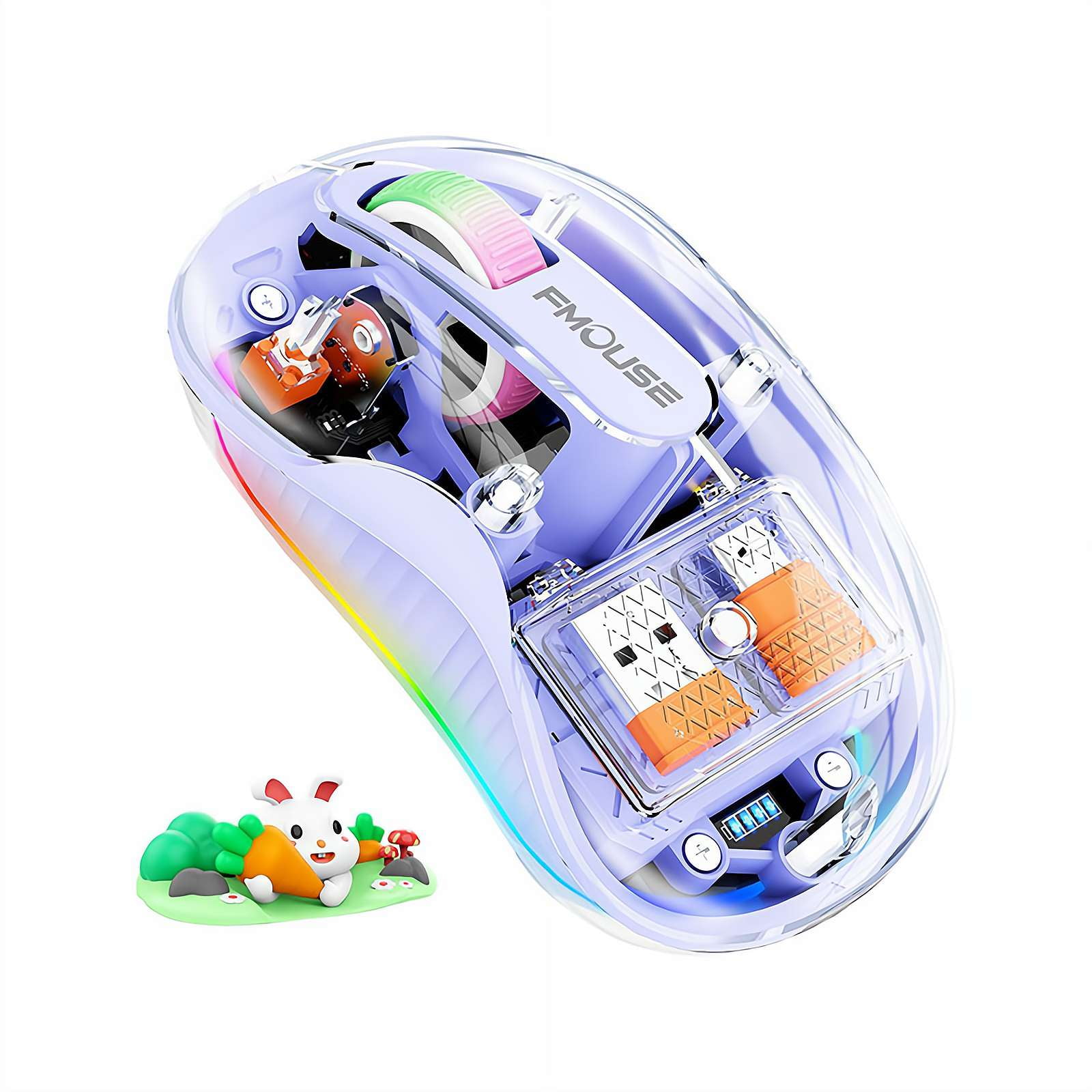 Transparent Computer Mouse Toy Insside Transparent Cartoon Doll Wireless Mouse, Dual Bluetooth & 2.4GHz for ...
