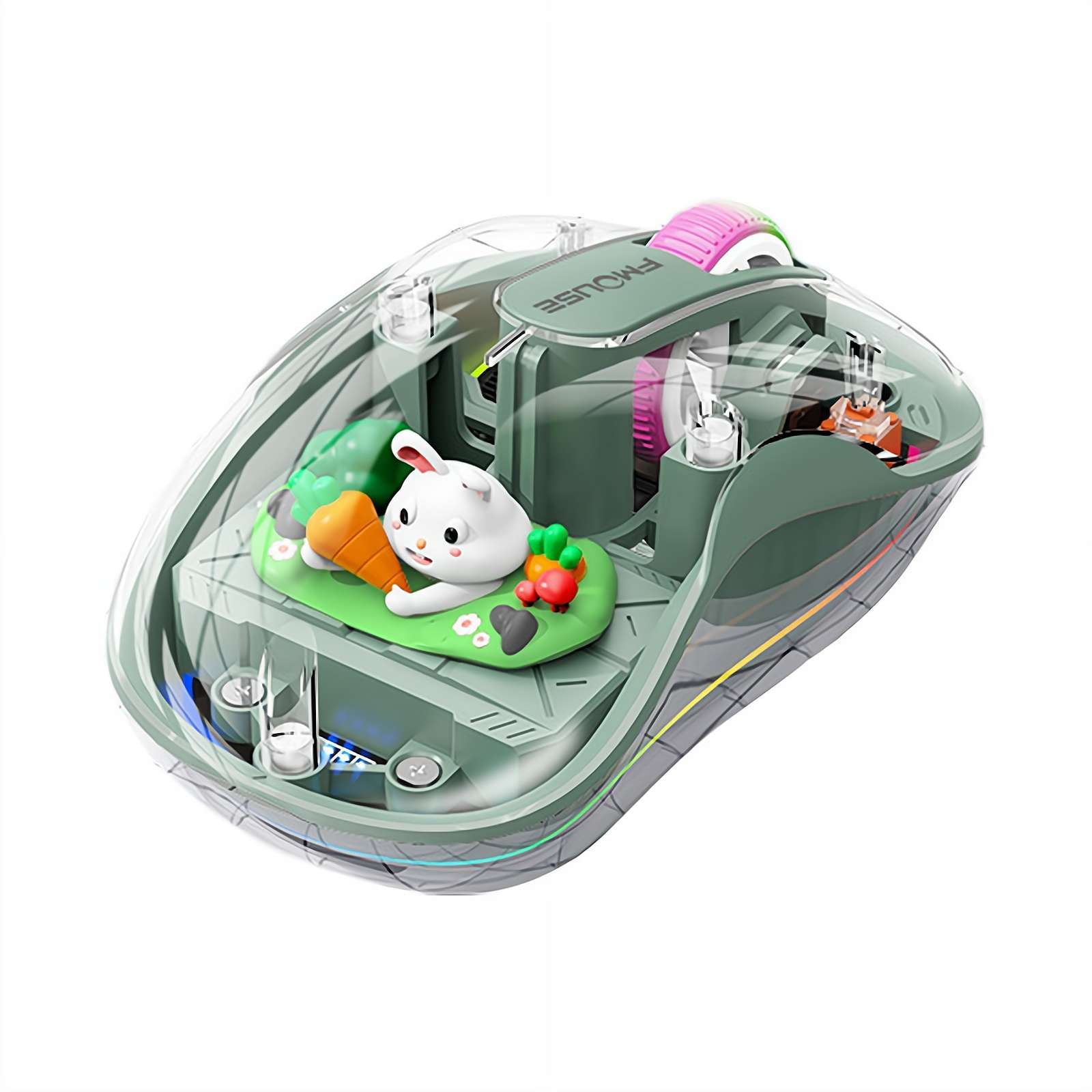 Transparent Computer Mouse Toy Insside Transparent Cartoon Doll Wireless Mouse, Dual Bluetooth & 2.4GHz for ...