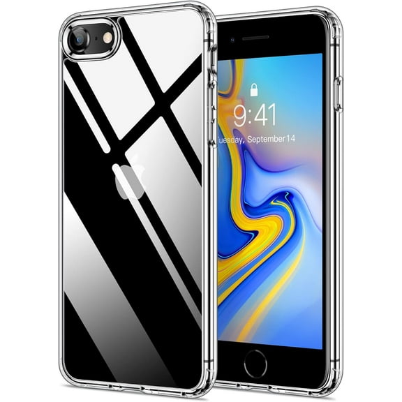 Transparent Case for Apple iPhone 7, 8, SE, Clear Case, [Yellow Resistant] Hard Back Cover Soft Silicone, Shockproof Slim Case for Apple iPhone 7, 8, SE,