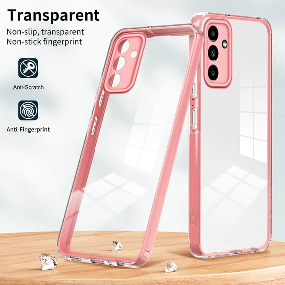 Transparent Case for Samsung Galaxy A54 5G, Galaxy A54 5G Clear Case, Non-yellowing HD Anti-Fingerprint Soft TPU Back Hard PC Frame Clear Protective Case for Samsung A54 5G 6.4", Pink