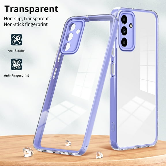 Transparent Case for Samsung Galaxy A54 5G, Galaxy A54 5G Clear Case, Non-yellowing HD Anti-Fingerprint Soft TPU Back Hard PC Frame Clear Protective Case for Samsung A54 5G 6.4", Purple