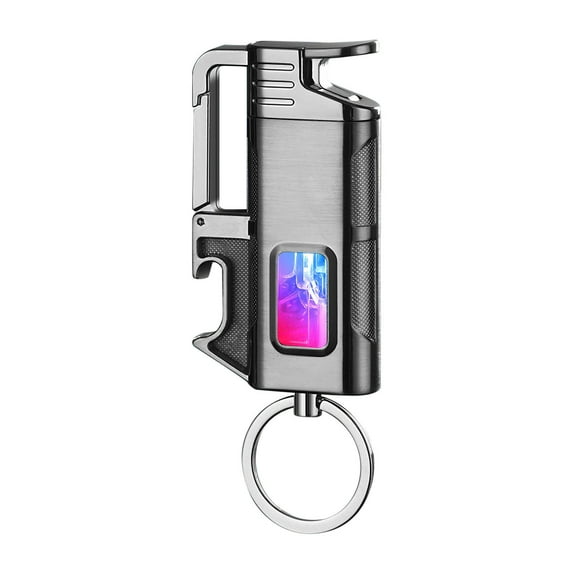 Transparent Chamber Butane Lighter, Windproof Jet Flame Lighter, Adjustable Refillable Metal Lighter, LED Keychain Torch Lighter, Portable Outdoor Flame Lighter, Multifunctional Gift