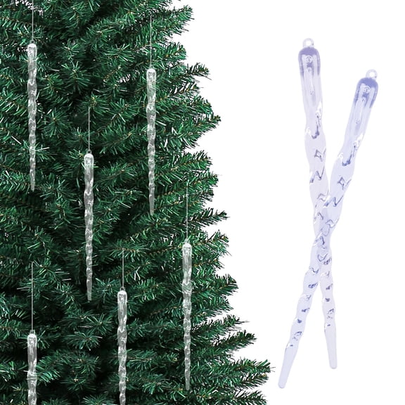 Transparent Christmas Icicle Decorations, Shatterproof Icicle Pendants for Christmas Tree Decor and Holiday Party Favors, 12Pc Icicle Columns for Indoor Arrangement and Mantel Display, Sopatenor