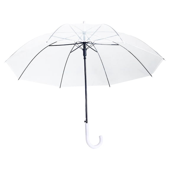 Transparent Clear Bubble Umbrella, 8 Rib Long Handle Stick Umbrella, Windproof Lightweight Rain Umbrella for Kids Adults Outdoor Use