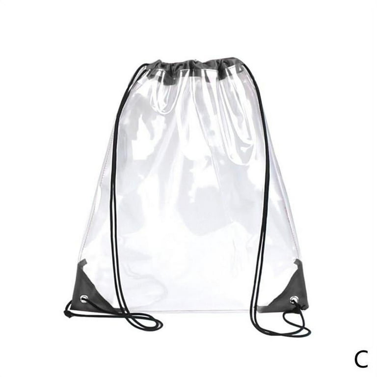 Transparent Clear Crystal PVC Drawstring Waterproof Backpack Bag Stadium Y  S5I5