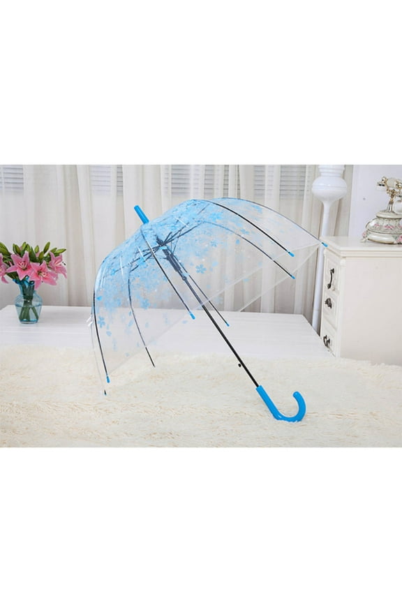 Transparent Clear Flowers Bubble Dome Umbrella Half Automatic For Wind