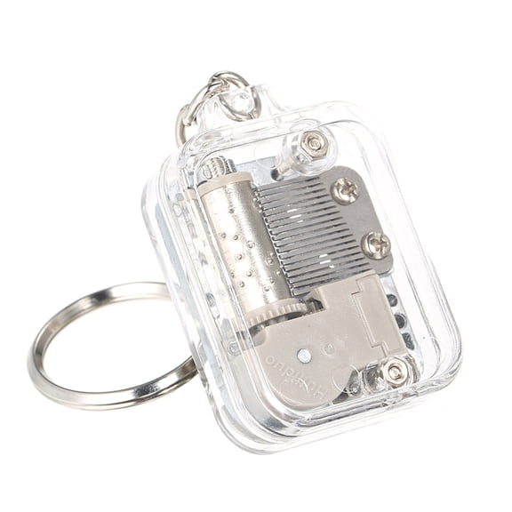 Transparent Clear Hand-operated Movement Music Box Keychain Key Ring Pendants Musical Melody Castle in The Sky Unique Gift