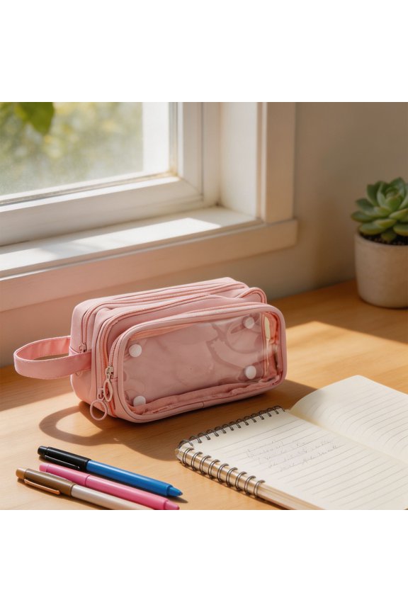 Transparent Clear Pencil Case Minimalist Slim Design Large Capacity Stationery Organizer Portable Zipper Pouch for Campus Office Daily Use